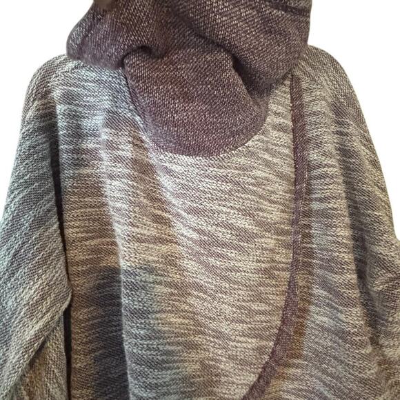 Taupe & Plum Marled Knit Cowl Neck Sweater Calvin Klein Cozy Layering - Picture 3 of 6